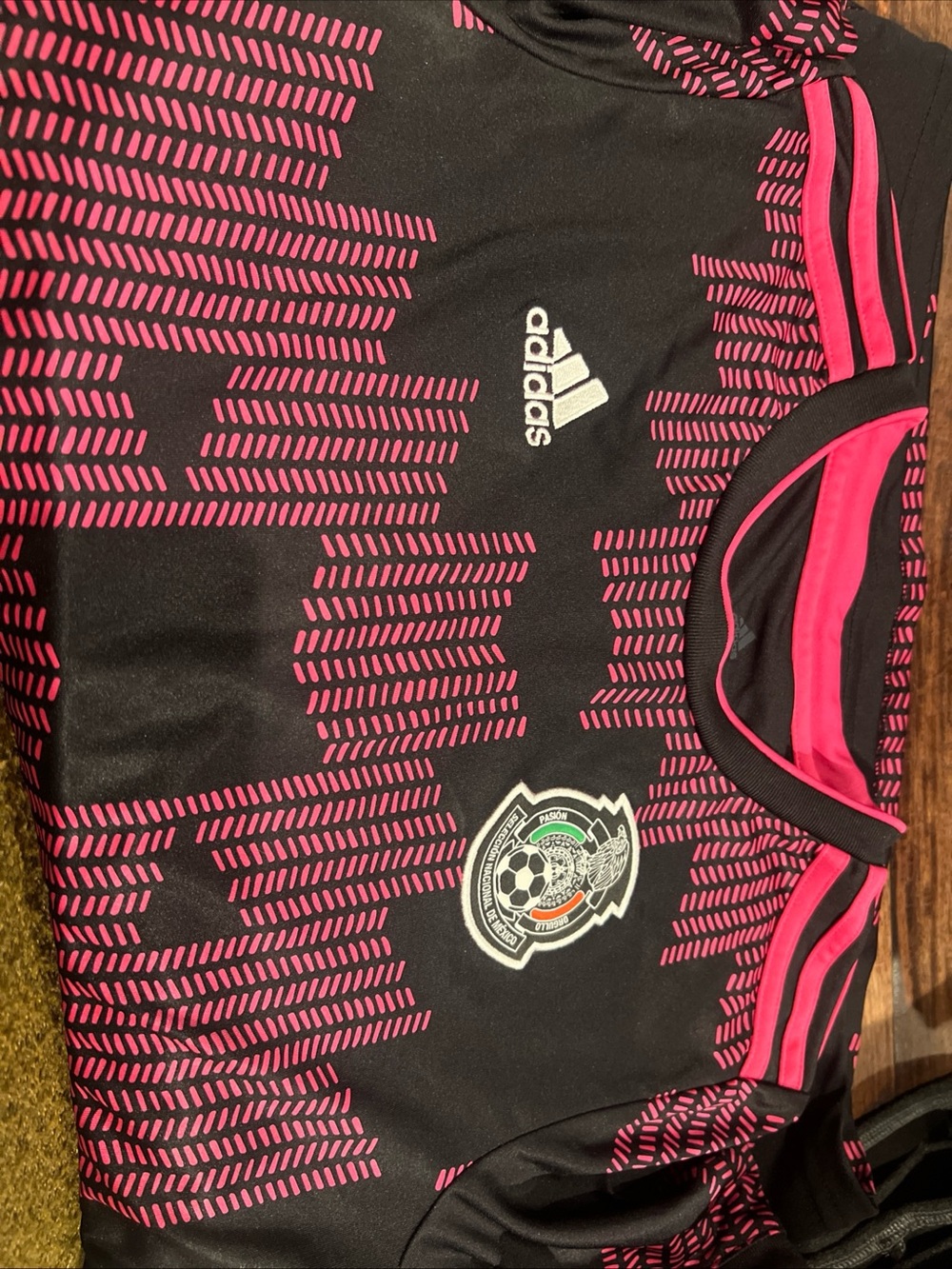 adidas Black and Hot Pink Mexico Soccer Jersey